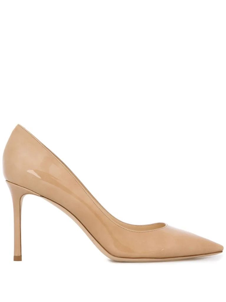nude Romy 85 patent leather pumps
