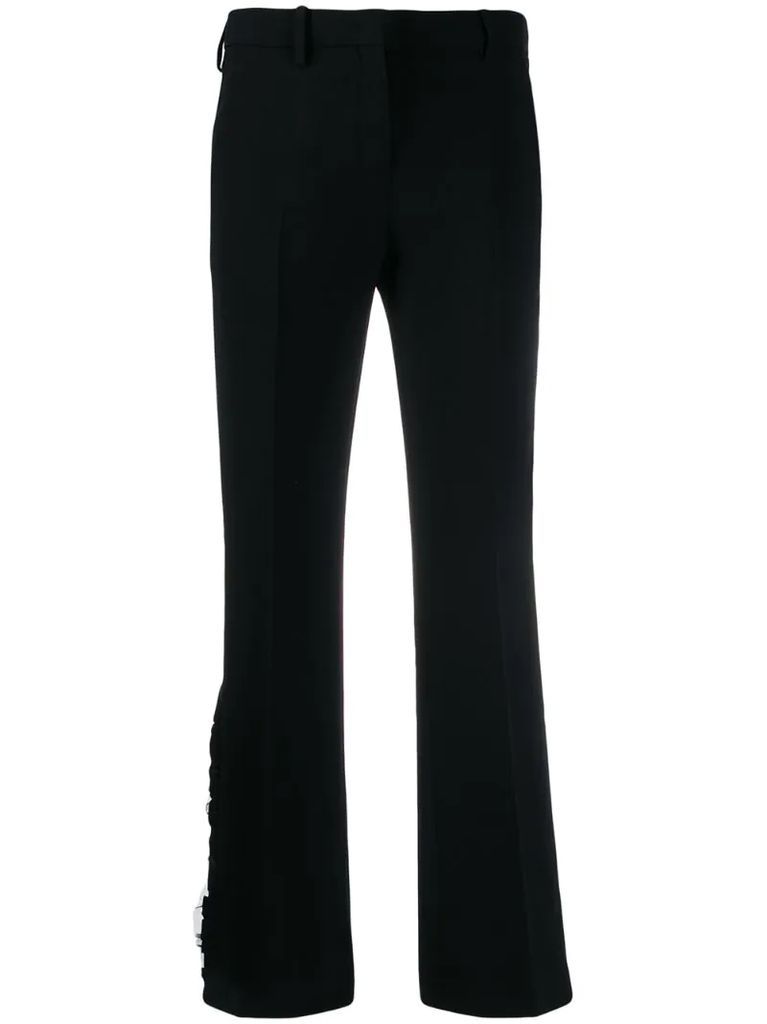 cropped tulle-panel trousers