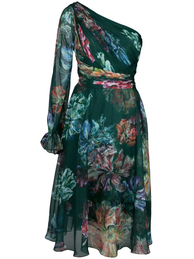 one shouldered floral dress