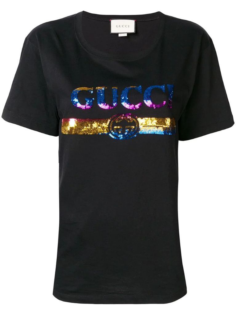 sequinned logo T-shirt