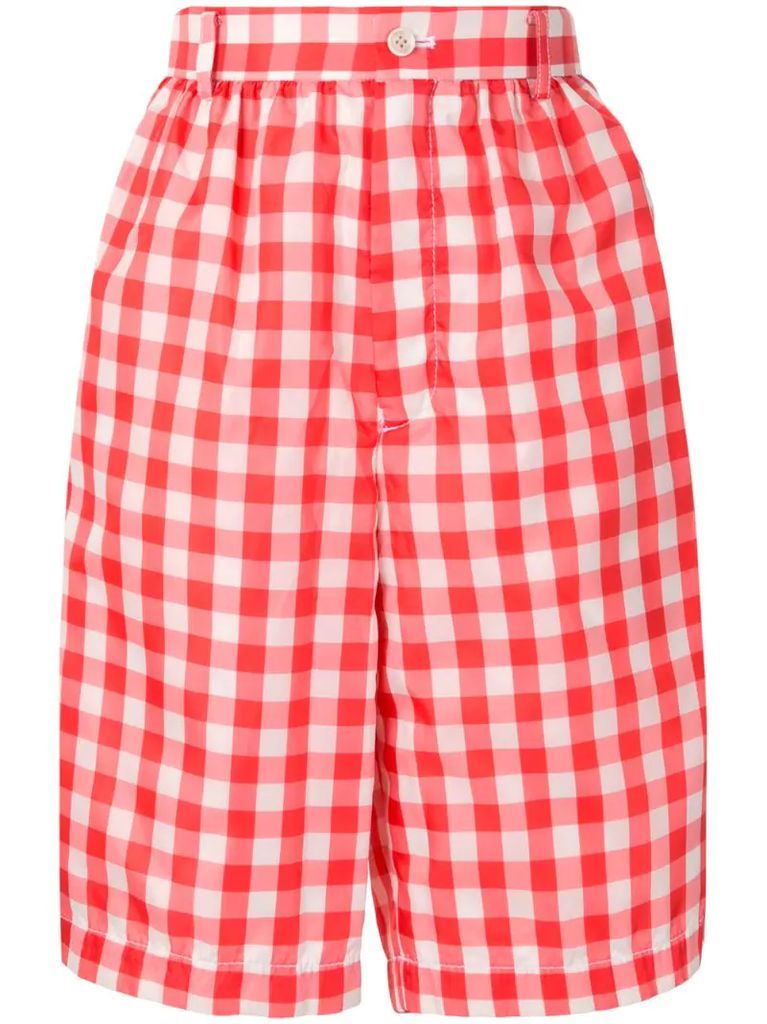 gingham checked knee-length shorts