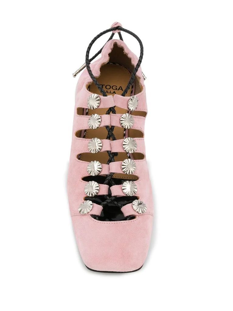 studded lace-up ballerinas