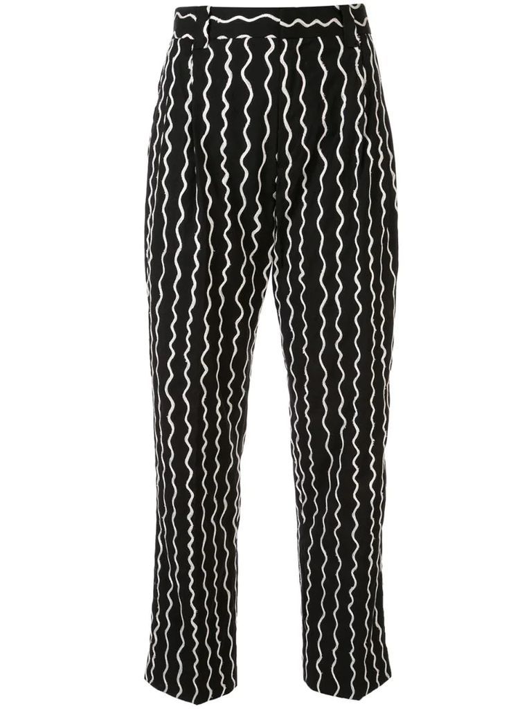 wavy striped slim trousers