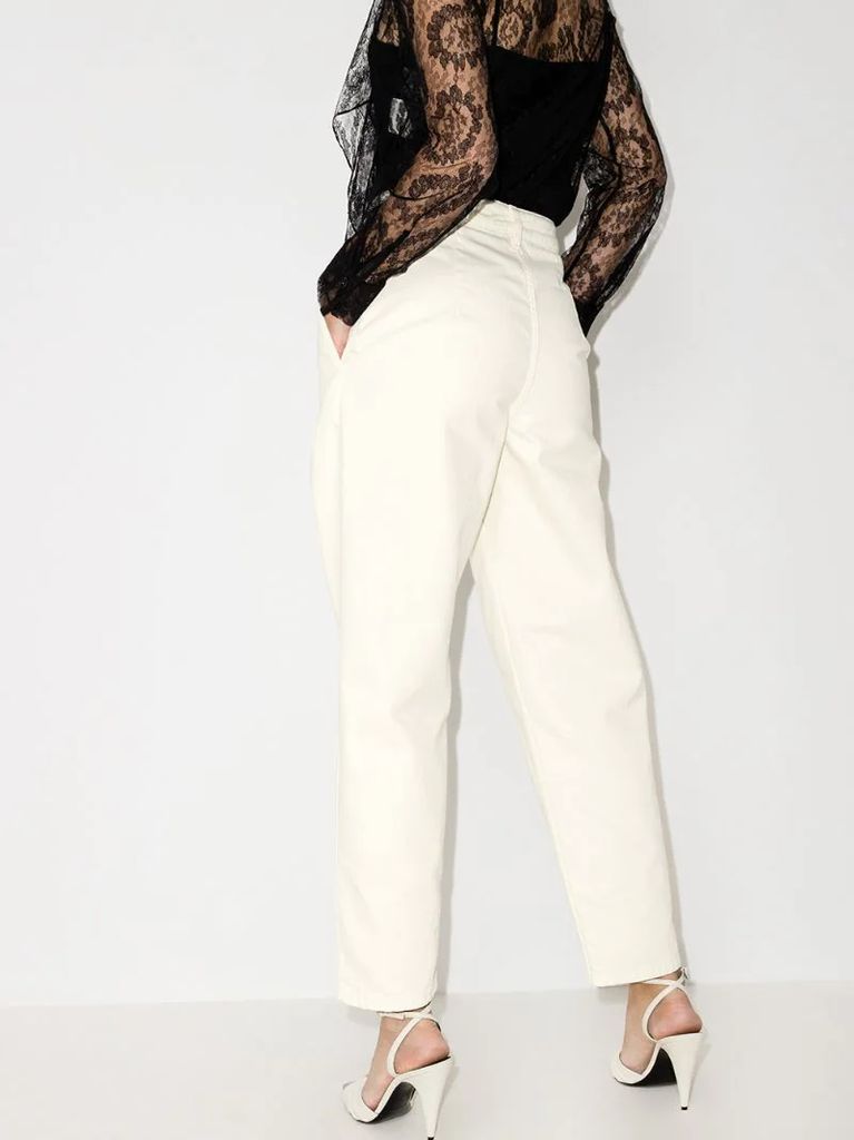 high-waisted straight-leg trousers