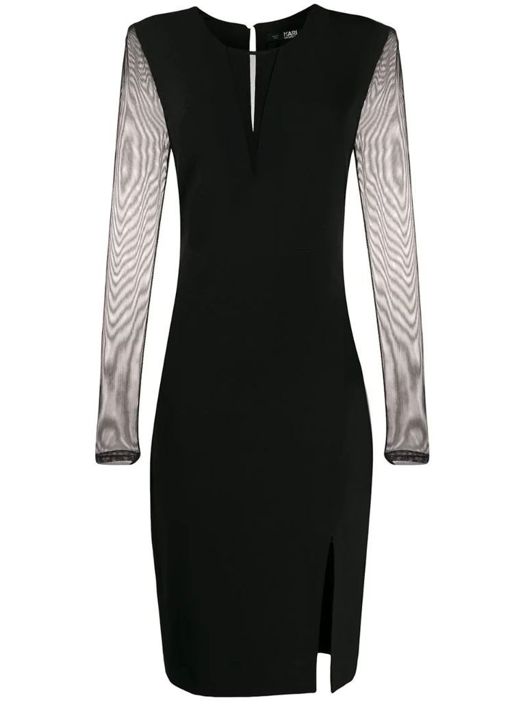 mesh-panel fitted dress