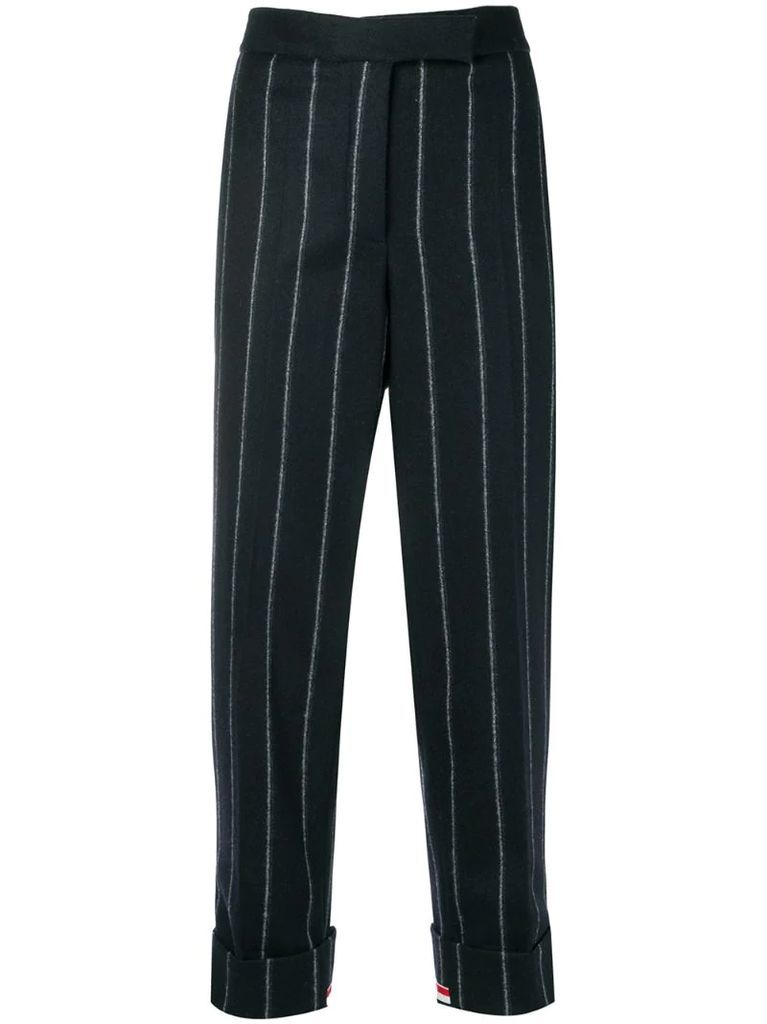 vertical stripe cropped trousers
