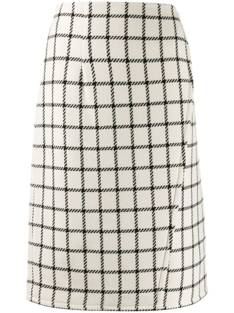 high waist check skirt