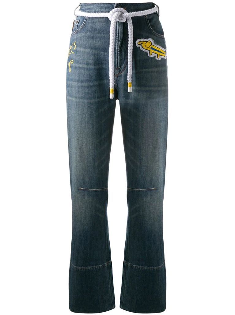 embroidered patch jeans