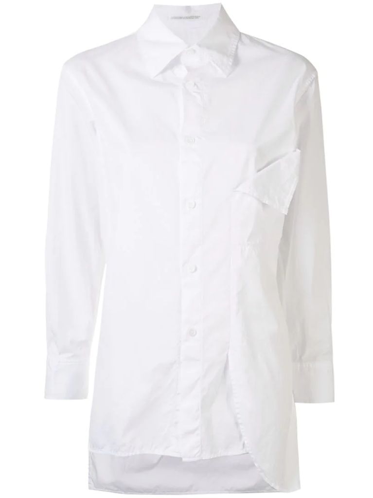 draped-panel point-collar shirt
