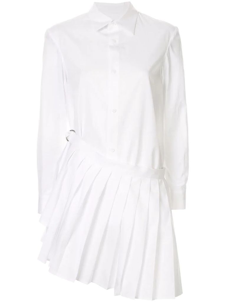 pleated detail button-up shirt