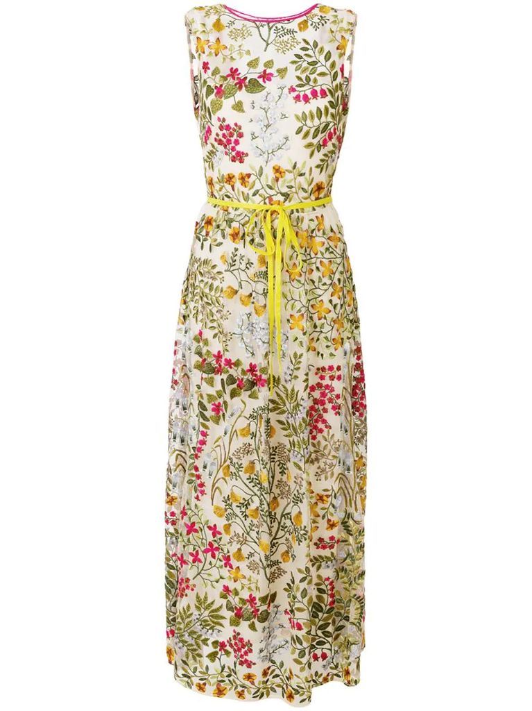 floral embroidery sleeveless maxi dress