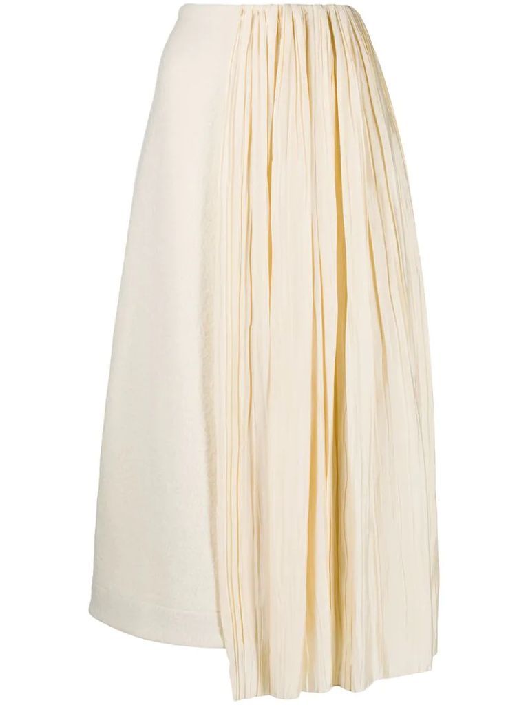asymmetric pleat detail skirt