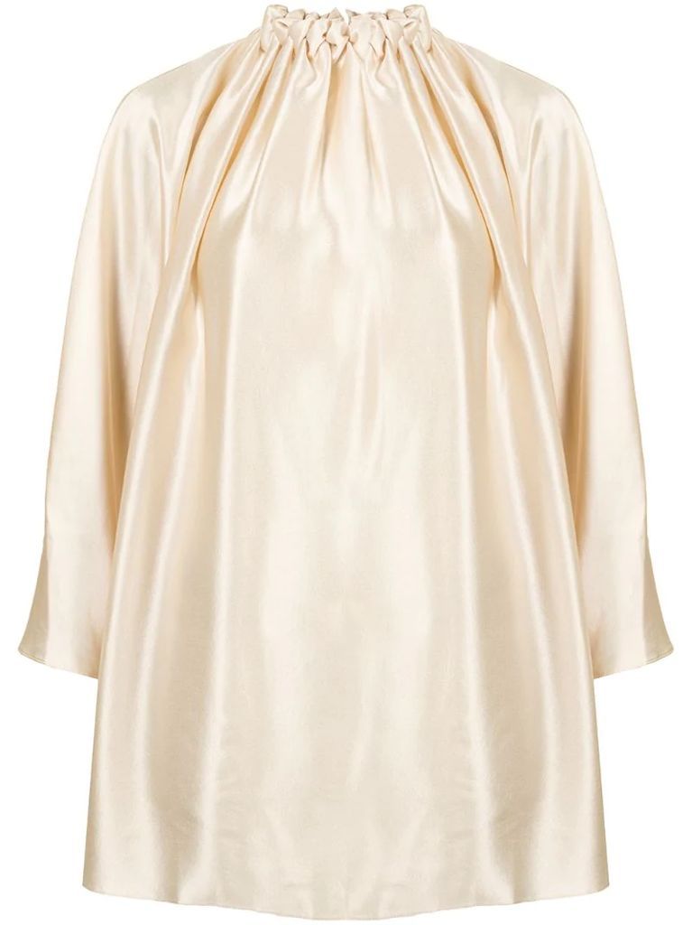 twisted-neck silk blouse