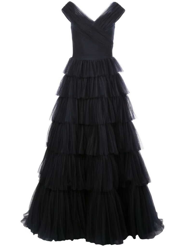 Taro off-the-shoulder tulle gown