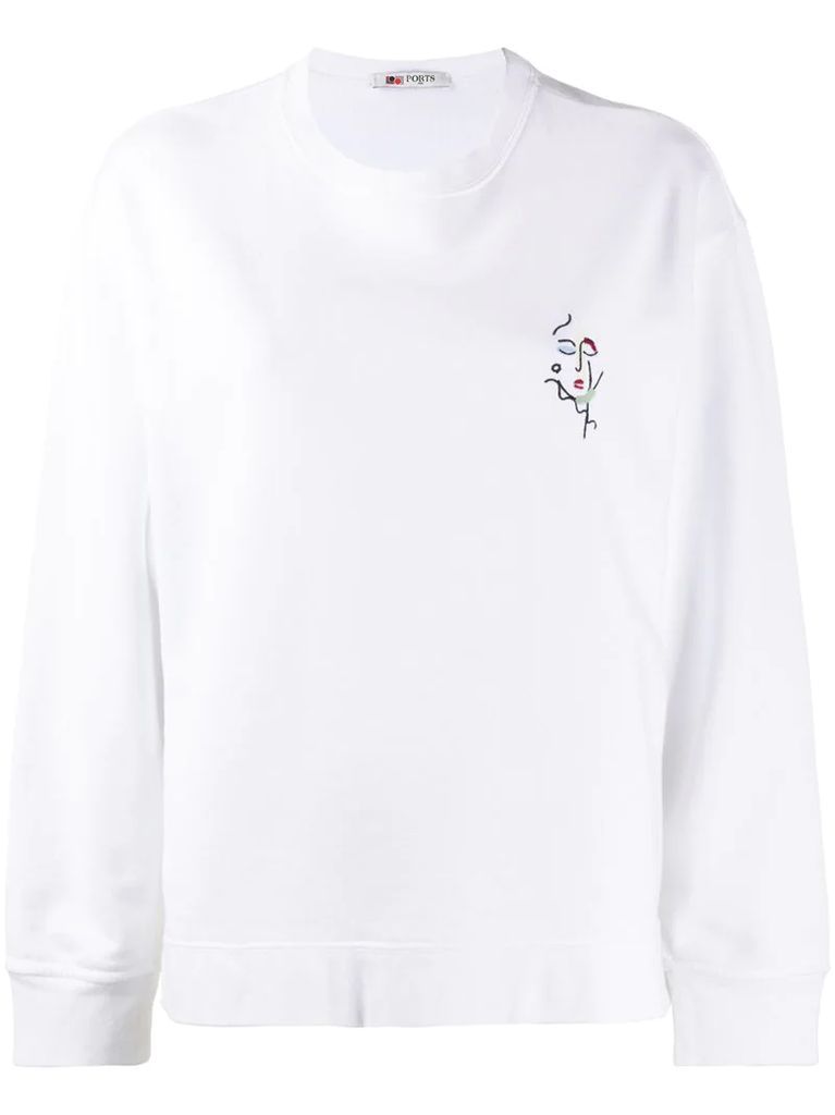 long sleeve embroidered design jumper