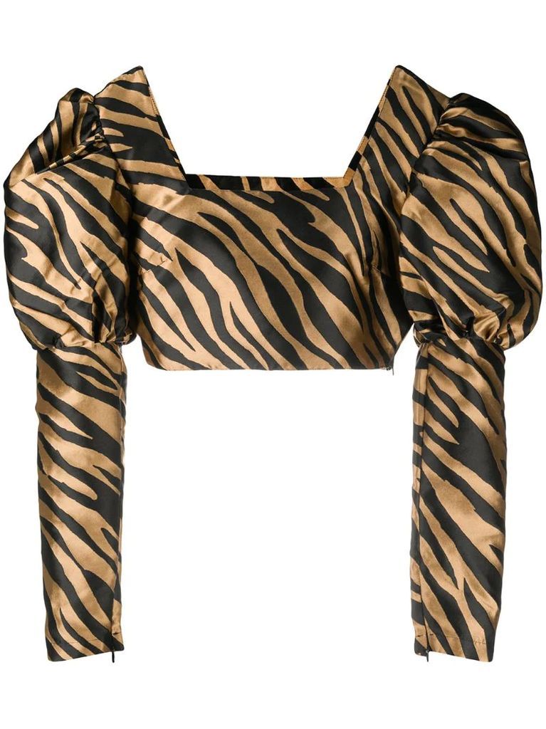 zebra-print cropped blouse