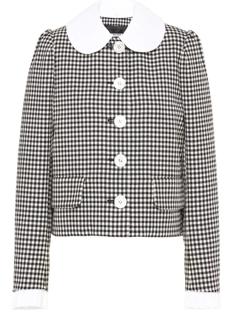 single-breasted gingham check jacket