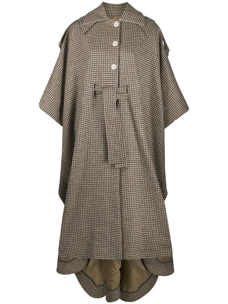 houndstooth check wool coat