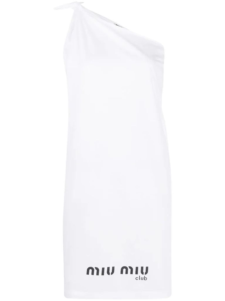 logo-print one-shoulder dress