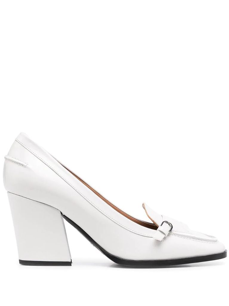square-toe heeled loafers