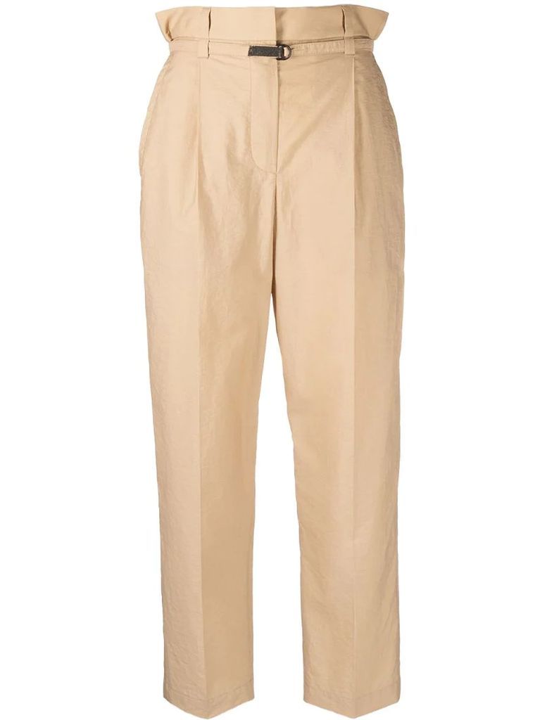 paperbag waist cropped trousers
