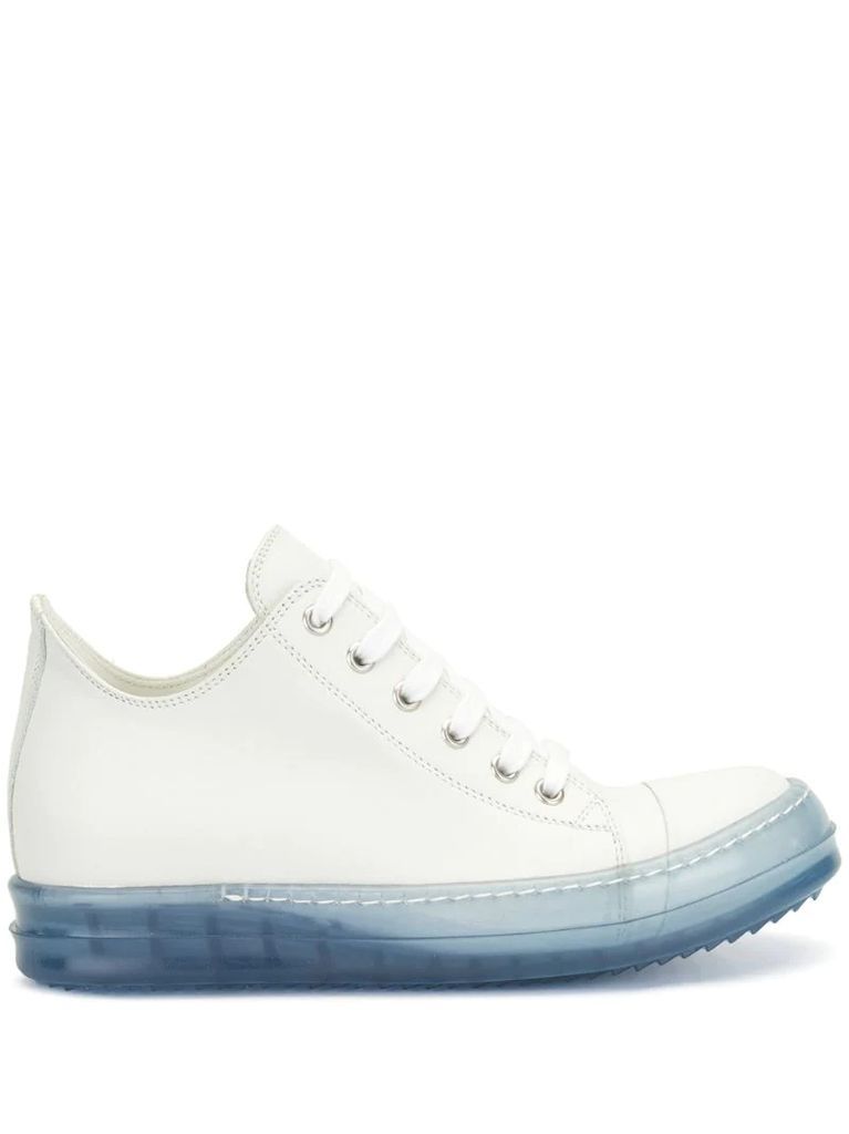transparent-sole leather sneakers
