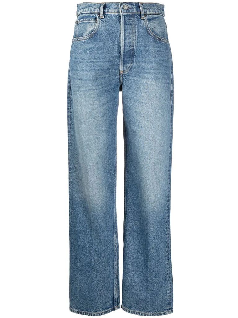 wide-leg high-waisted jeans