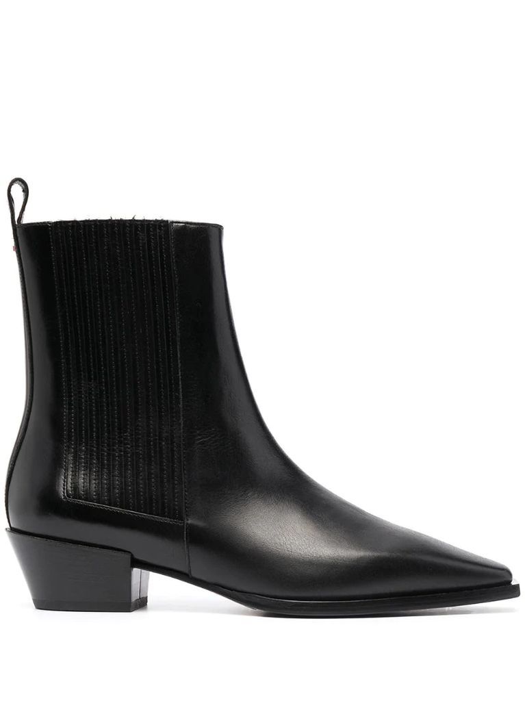 square-toe leather ankle boots