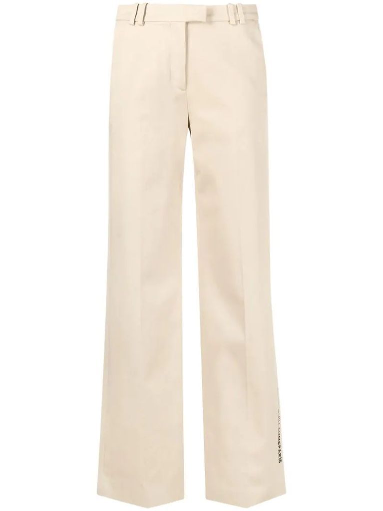 embroidered-logo wide-leg trousers