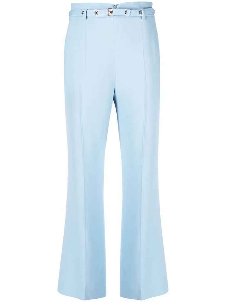 high-rise belted cropped trousers