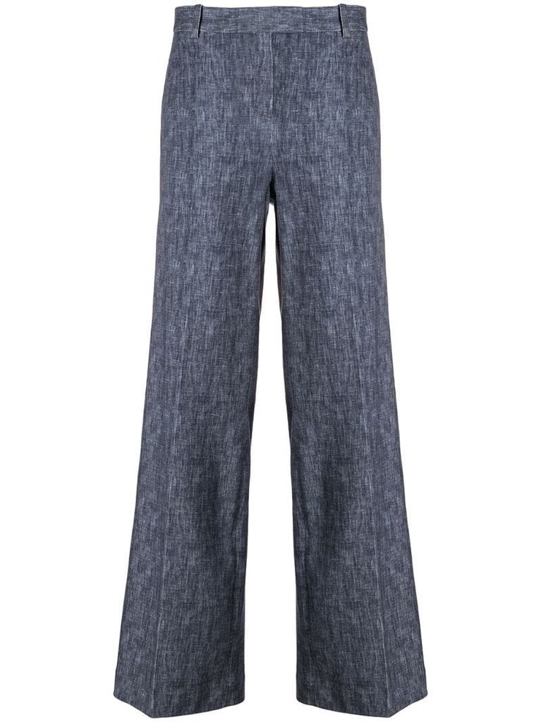 high-waisted chambray trousers