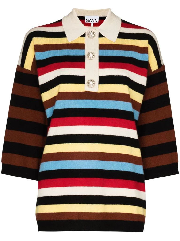 striped polo T-shirt