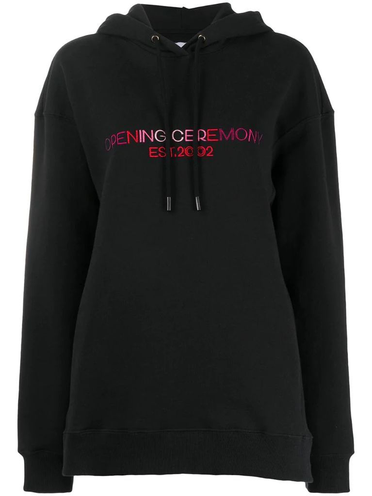 embroidered text logo hoodie