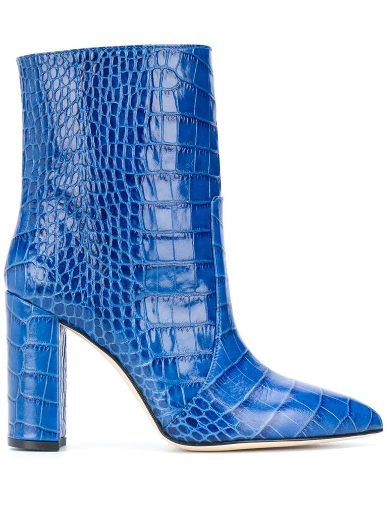 crocodile-effect ankle boots