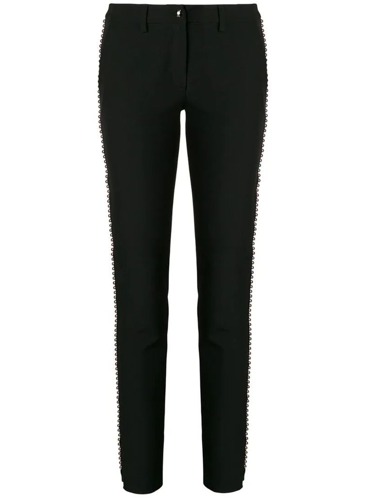 studded slim-fit trousers