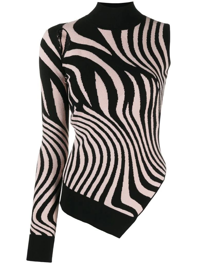 zebra print one-shoulder top