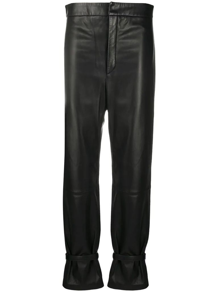 leather buckle ankle trousers