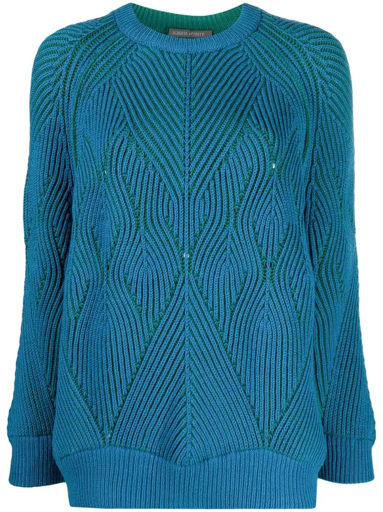 panelled wool-knit jumper