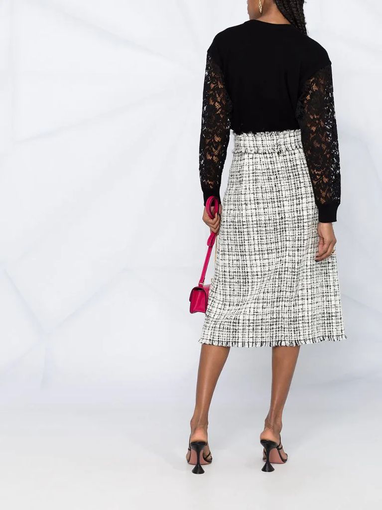 lace-sleeve cropped jumper