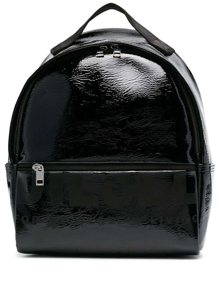 wet-look logo print backpack