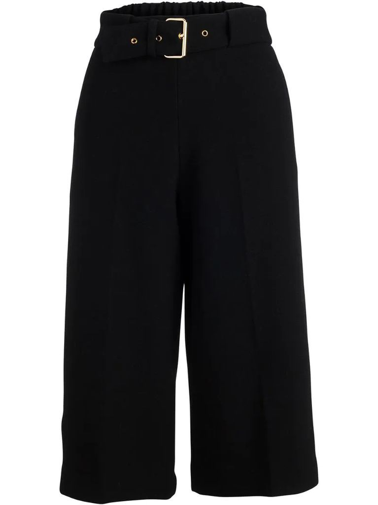 belted mid-length trousers