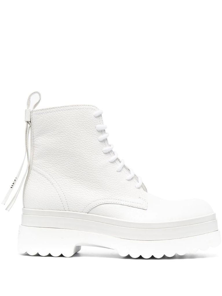 tonal chunky lace-up boots