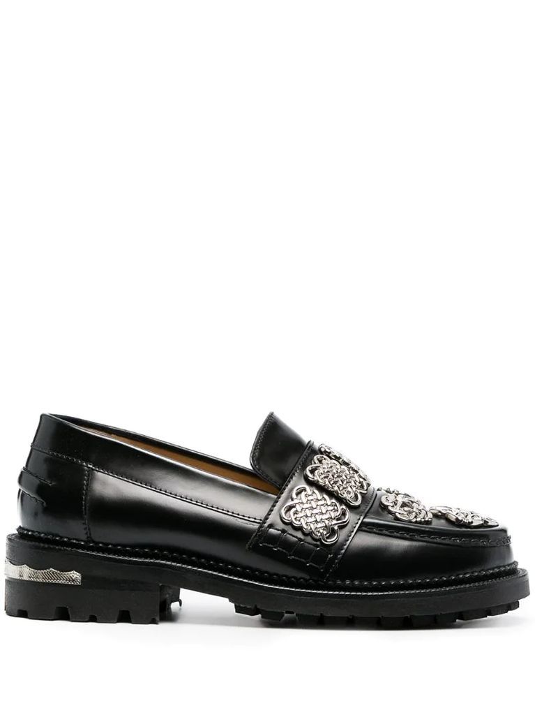 embellished leather loafers