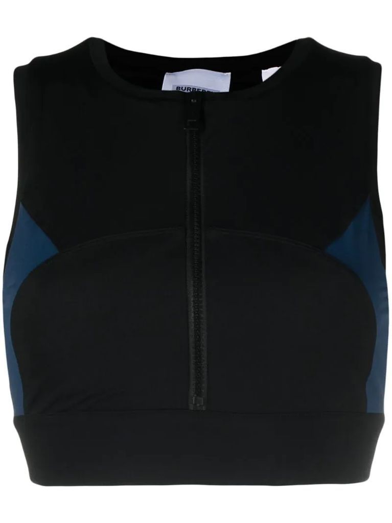 zipped panelled sports top