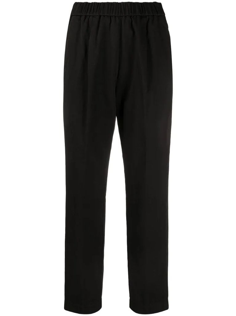 high-waisted straight leg trousers