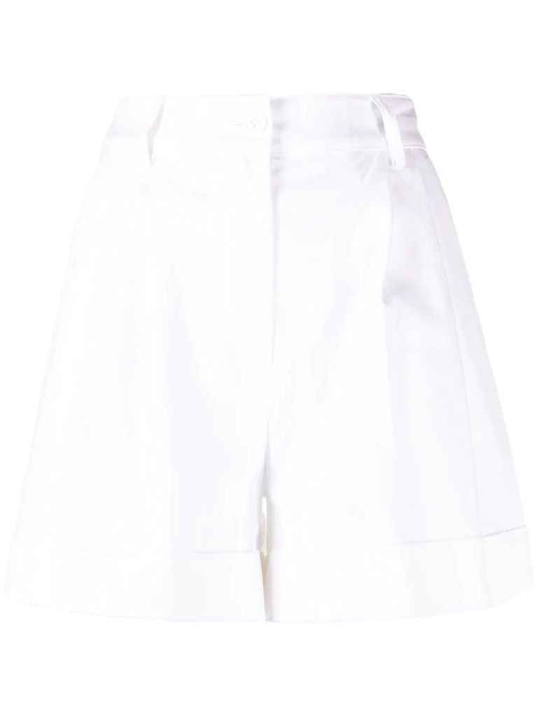 pleated detail cotton shorts