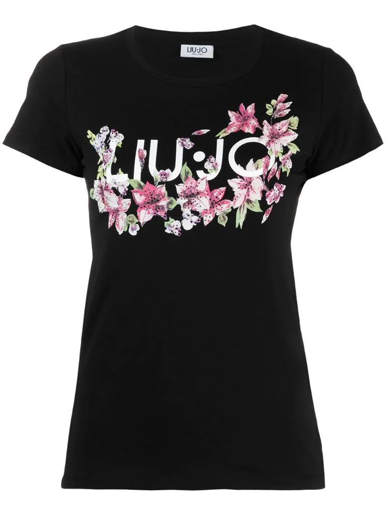 floral-print logo T-shirt