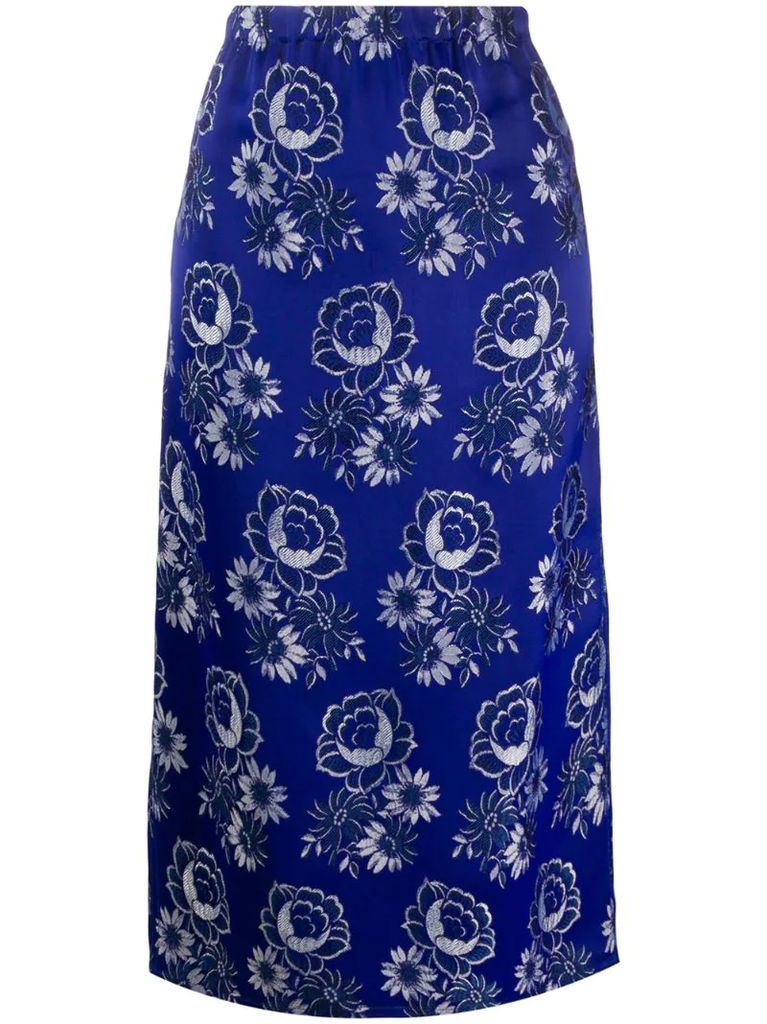 jacquard-woven floral skirt