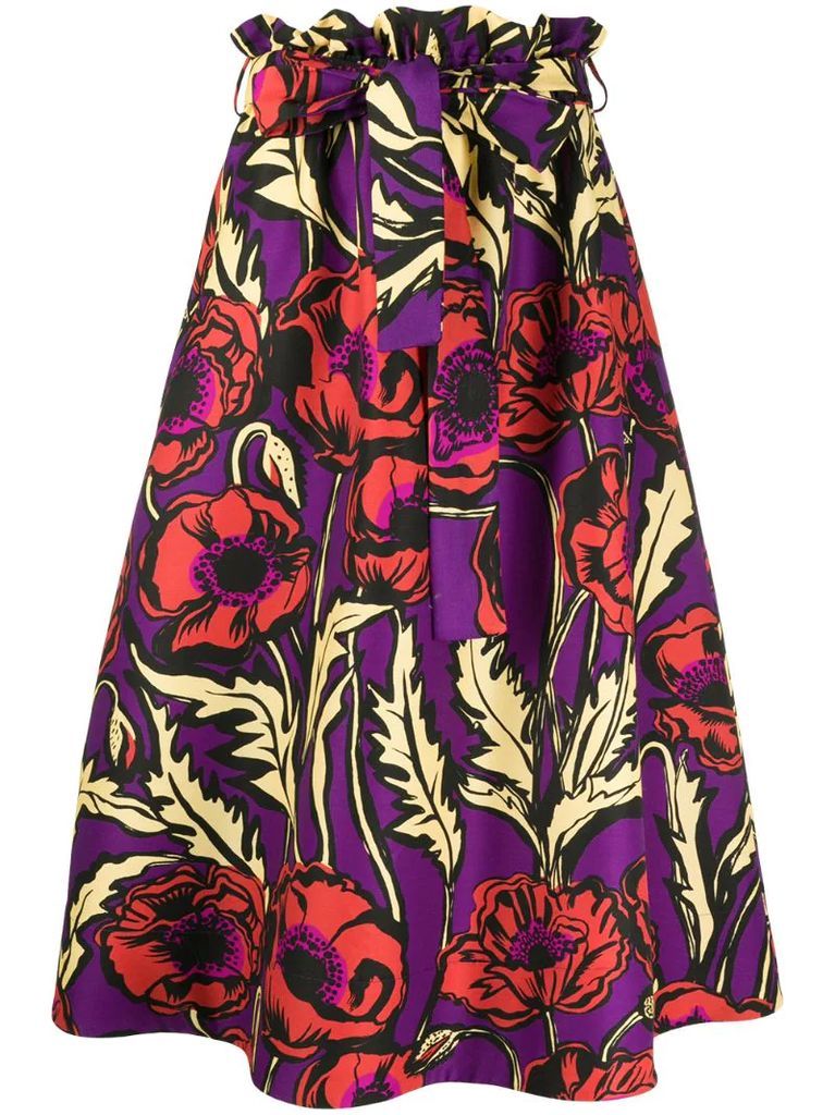 Big Blooms A-line midi skirt