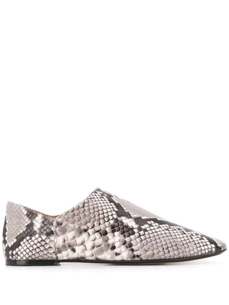 snakeskin-effect collapsable-heel loafers